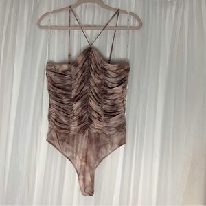 Lulu's Dusty Pink Ruched Bodysuit